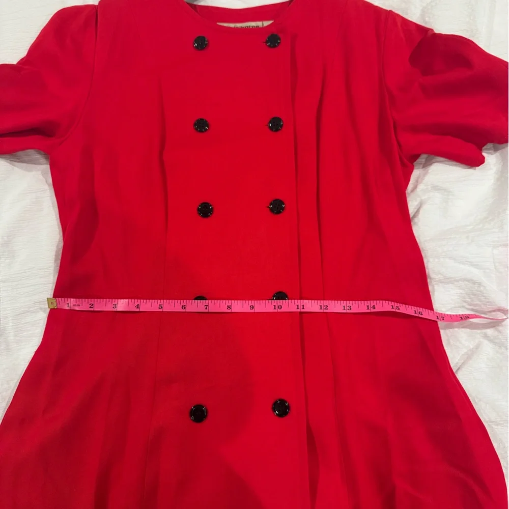 Vintage‎ Liz Claiborne Red Midi Dress with Black Buttons